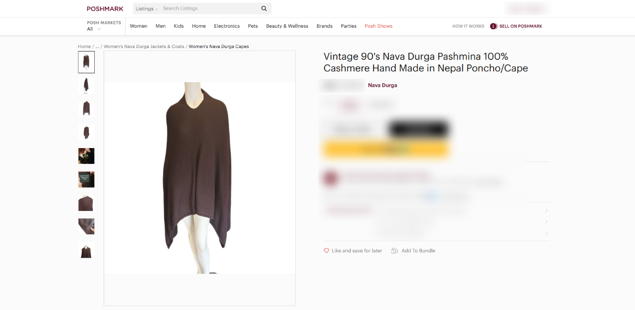 Vintage 90's Nava Durga Pashmina 
