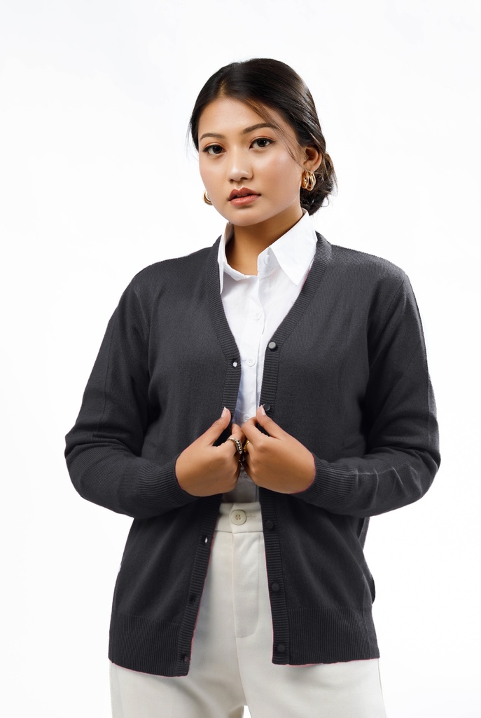 V. LADIES CARDIGAN PLAIN (WHITE)