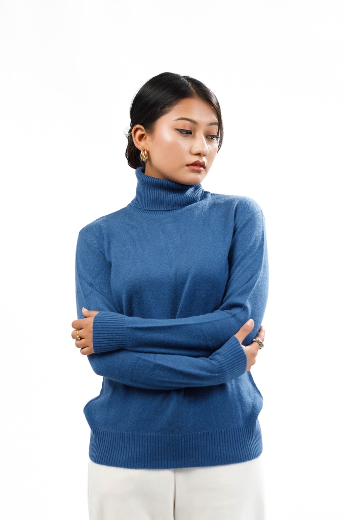Ladies High-Neck Pullover | Dyed