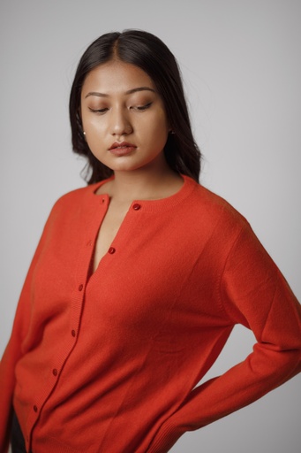 Ladies Crew-Neck Cardigan | Dyed